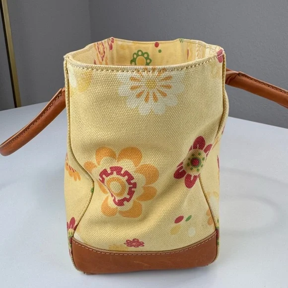 J.Jill Floral Canvas Bucket Tote Bag with Tan Handles - Picture 5 of 16